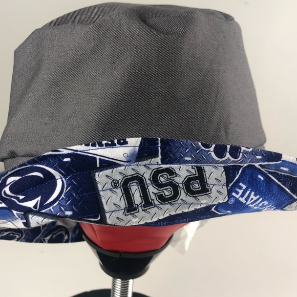 Bucket Hat Gray Denim & Penn State University Fabric New Handmade Nittany Lions - Picture 9 of 9